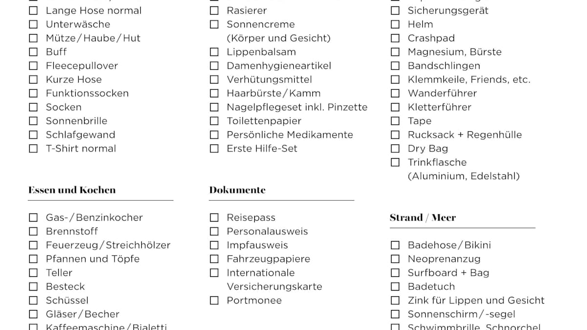 Die ultimative Packliste für Campingurlaube und Bergabenteuer